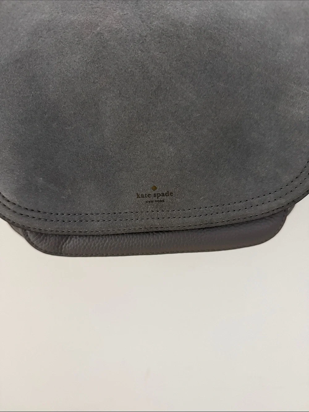kate spade Gray Suede Crossbody Bag with Black Strap